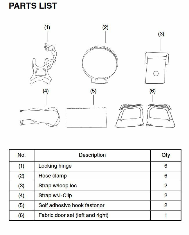 2016-2024 Genuine Honda Pioneer 700 4P Rear Fabric Doors Black