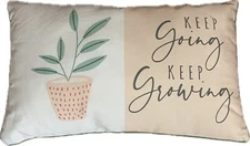 NWT Indoor Outdoor Decorative Pillow 12x20 "Keep Going Keep Growing" PeachGreen