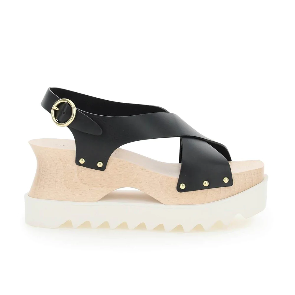 Stella McCartney Women's Elyse Platform Sandal in Black Gold | eBay