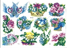 Mamelok English Embossed Scrap Die Cut - Precious Flowers & Birds  1611