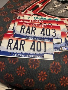 Idaho Raised License Plate with RANDOM Number Letter ( Sold As Is )