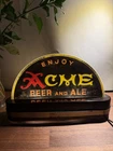 Vintage 1930s–40s Acme Beer & Ale Lighted Sign – Glass Bar Display