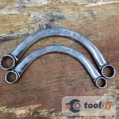 Snap-on CX1416 CX1820 Half Moon Box Wrench 2pc Set 7/16 1/2 9/16 5/8 in Used