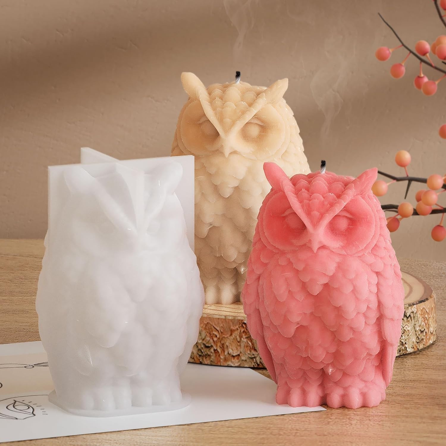 Animal & Owl Resin & Silicone Candle Mold Set - 3D Animal Mold for Home Decor &