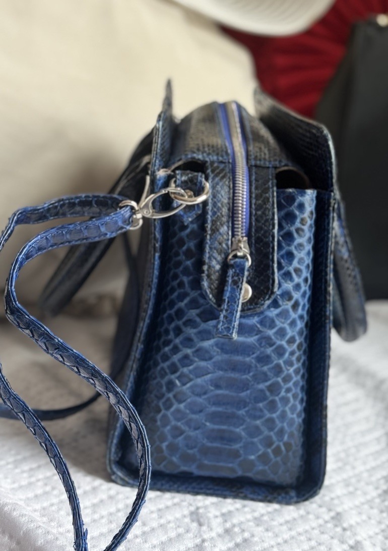 Genuine Indonesian Python Snakeskin Blue Structur… - image 6