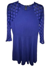 Express Women's Blue  Lace 3/4 Sleeves Dress Size M Above The Knee