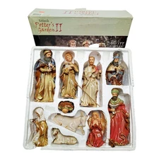 Vintage Kirkland’s Potter's Garden II Nativity Set 11 Piece Set Glazed Ceramic 
