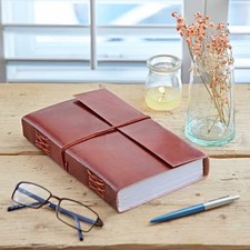 Large Leather Journal Blank Pages Handmade Writing Notebook Wrap Strap