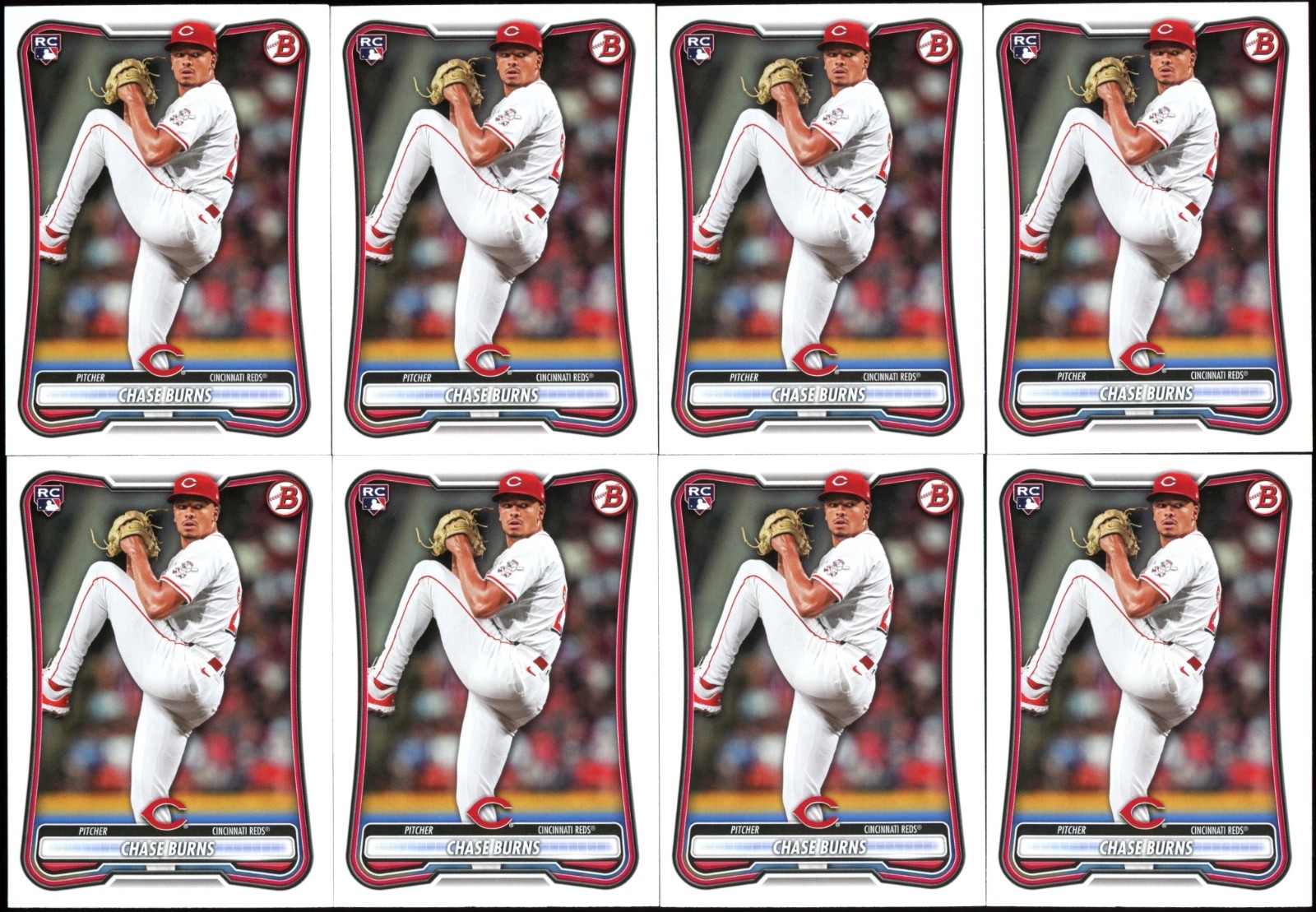 Chase Burns 2026 Bowman #3 Rookie Card - 8 Card Lot