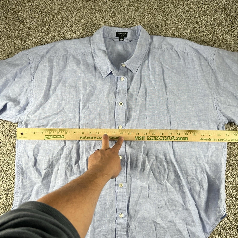 Camisa masculina de linho irlandesa J Crew Baird McNutt manga curta XL com botões - Imagem 4 de 4