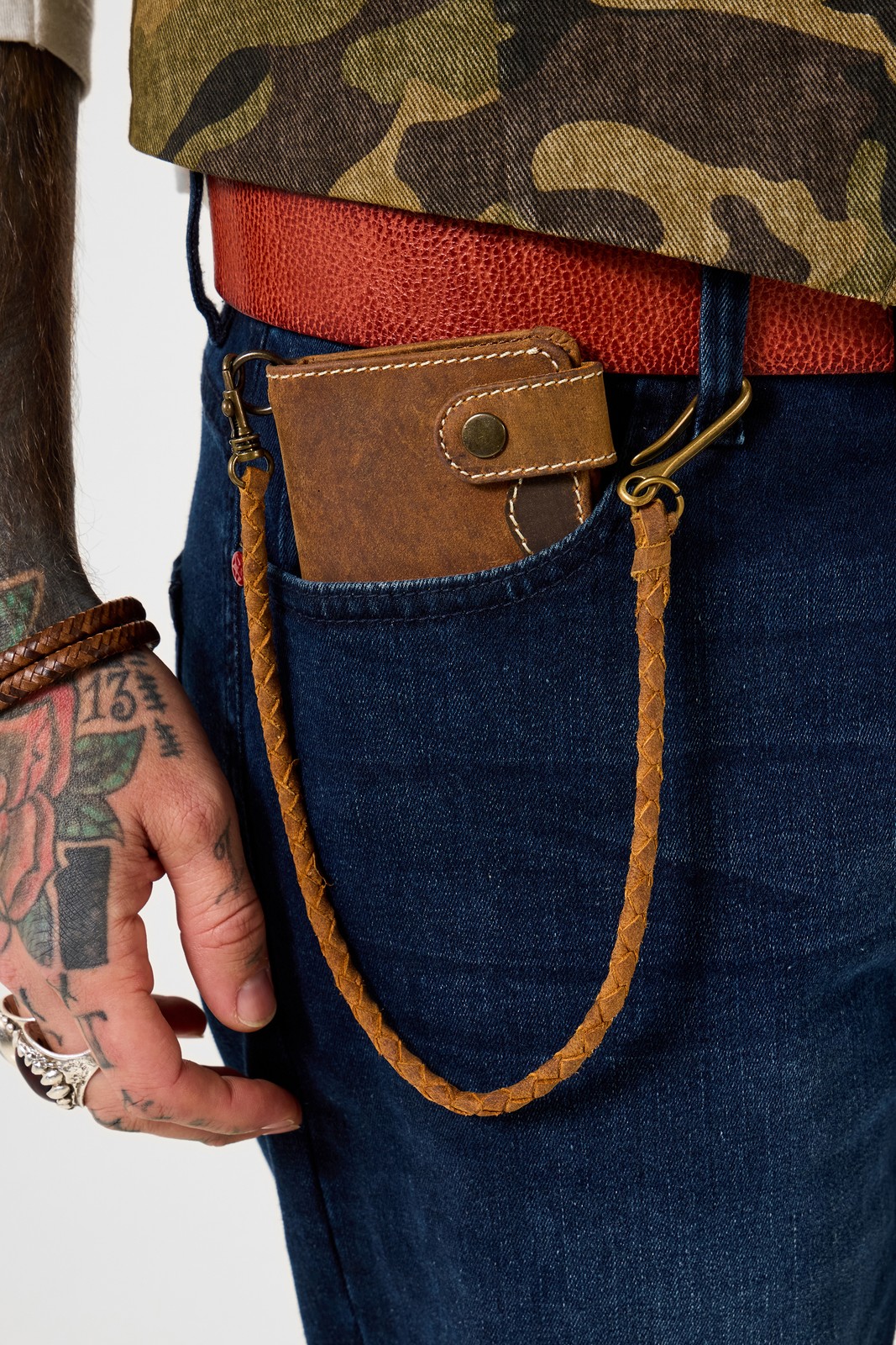 Ryder Leather Chain Wallet Brown Men's - Image 3