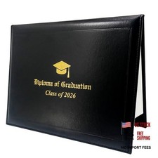 Leatherette Diploma Cover for 1 Pack - Black Graduation  Year - Imprinted