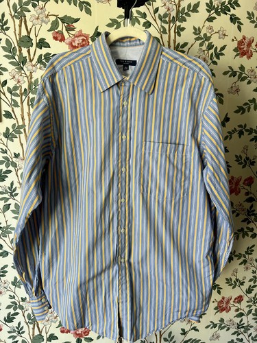 Ted Baker, vintage mens ted baker london striped long sleeve button down 16.5 36/37 XL