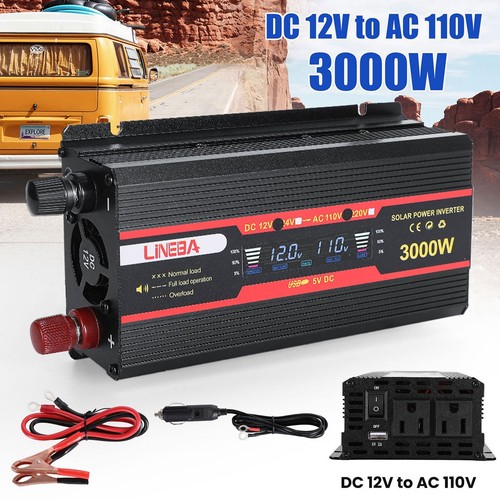Grande 5000W Inverter Auto Display LED DC 12V 24V a AC 110V Convertitore Solare Camper - Foto 24 di 45
