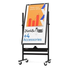 Rolling Dry Erase Board 24"x48" Mobile Double  Sided Magnetic Whiteboard Easel