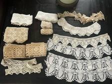 ANTIQUE VINTAGE BOBBIN LACE, CROCHET TRIM TATTING Lot