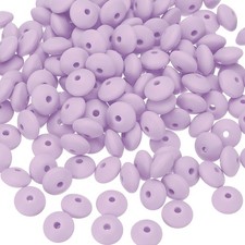 180 Pcs Bulk Silicone Lentil Beads, 12mm Abacus Beads, Light Purple