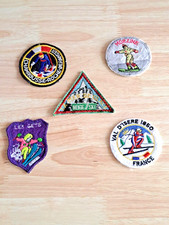 Vintage 5 PATCHES Ski Snowboard SKIING RESORT TRAVEL MOUNTAIN ALPS Retro BADGE