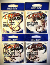 Eagle Claw Lazer Sharp Wide Gap Red Worm Hooks Size 5/0 Model L7092RG - 4 Packs!