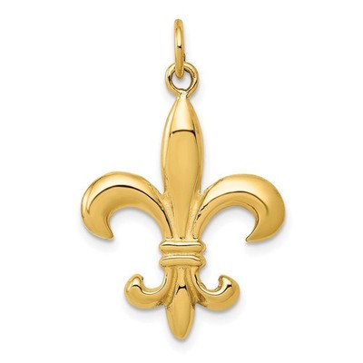 10K Yellow Gold Solid Fleur de Lis 3-D Charm