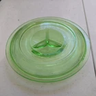 Hazel Atlas Storage Jar Lid Green Depression Vaseline Uranium Glass Lid As Is