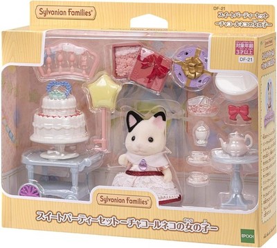 Sylvanian Families Sweet Party Set DF-21 Tuxedo Cat Girl Calico Critters EPOCH