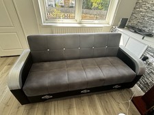 Click Clack 3-Seater Sofa Bed Stone Grey Fabric