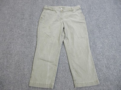 Tommy Bahama Pants Womens 12 Green Cropped Capri Chino Stretch Casual Khaki