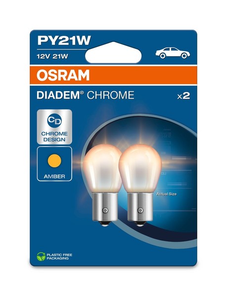 Duopack Osram PY21W Aux 12V 21W Bau15S Diadem Chrome Nextgen. Blister Model 2024-image