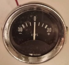 Vintage Yazaki 2" Amps Gauge 30 - / + & Bracket