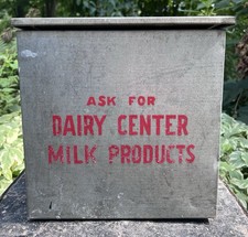 VTG Metal "ASK FOR DAIRY CENTER MILK PRODUCTS" Dairy Cooler Farmhouse 11 3/8"