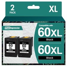 HP 60XL High Yield Black Ink Cartridge 2-Pack Deskjet Photosmart Envy D110