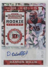 2019 Panini Contenders Rookie Ticket Cracked Ice 5/23 Damion Willis Auto yw3