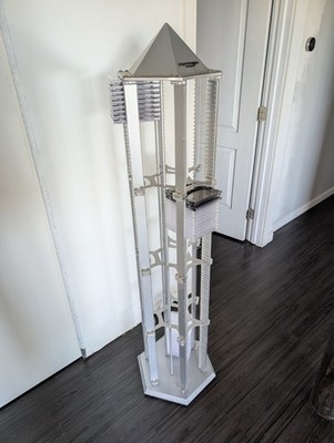 Copenhagen Design 300 CD Tower 5FT Silver Spinning Rotating Storage Rack