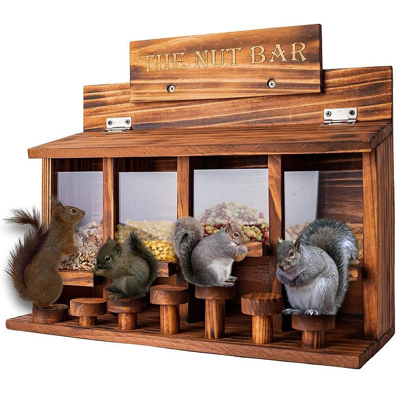 Wooden Squirrel Feeder Picnic Table for Outside, Easy Hang Yard Decor - Image 2 of 4
