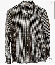 Chef Works Womens Uniform Shirt Top Size Medium Black White Checked