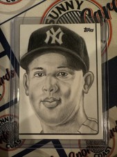 2019 Topps Update Aaron Hicks Hand-Drawn Sketch Card 1/1 New York Yankees