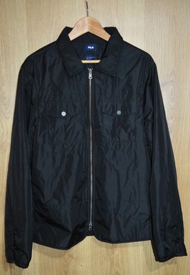 Fila Bomber Jacket Collared Mens Large L Black Streetwear