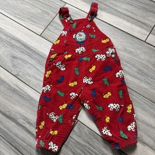 Vintage Rare OshKosh B'gosh Kids Overalls Dogs Red Corduroy Kennel Club 18 Month