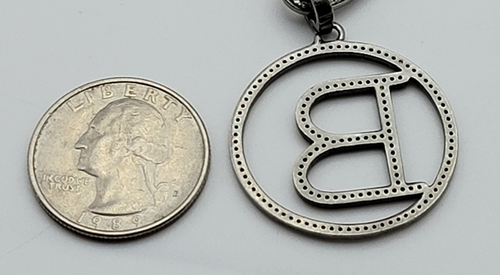 Lab Diamond Iced Out Initial Letter "B" Charm Necklace 32" Oval Link Chain - Picture 10 of 16