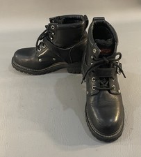 Harley Davidson Black Leather Biker Boots 81024 Grunge Sz 8M Iconic Edgy Y2K