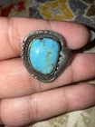 Vtg,Nice Big Turquoise Silver Navajo Ring Size 6