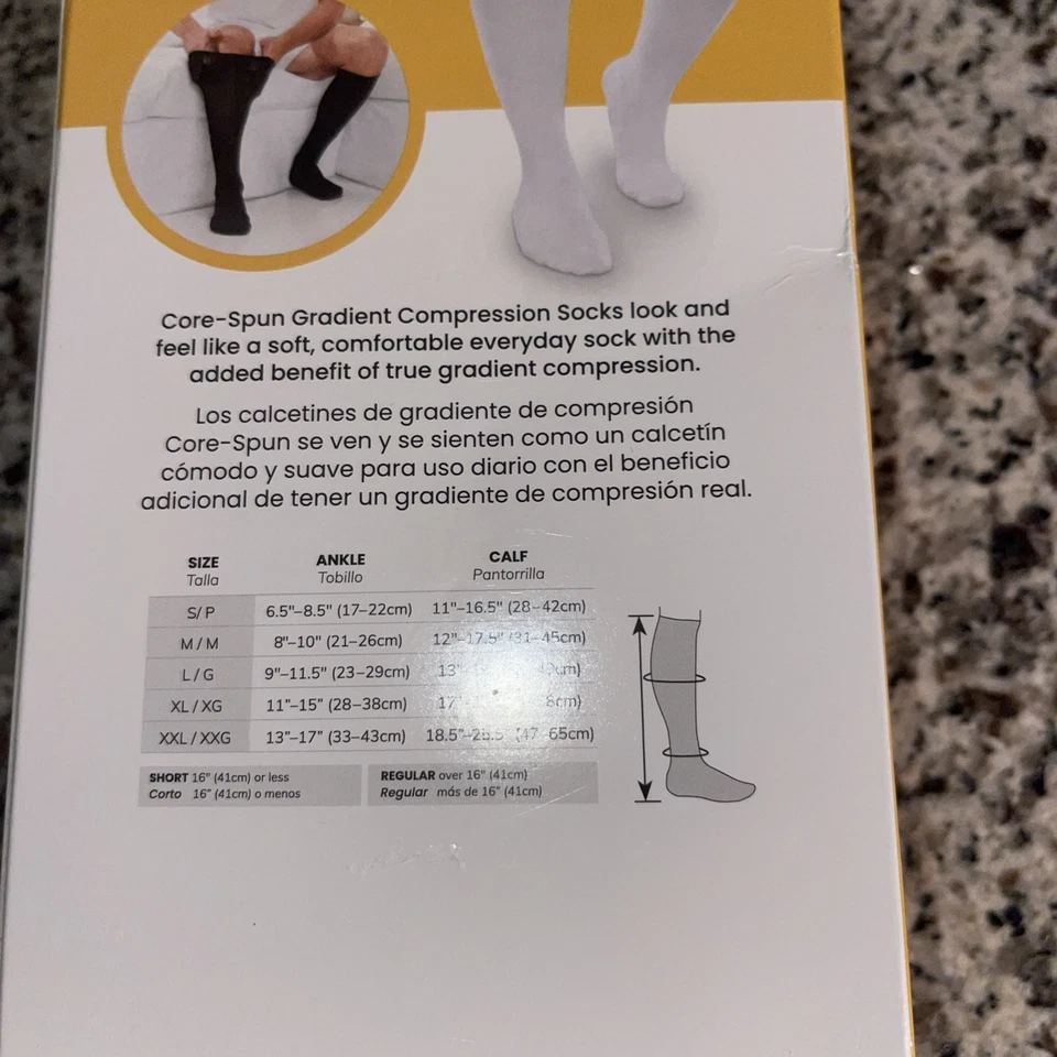 Calcetines hasta la rodilla Core-Spun TheraFirm compresión moderada 10-15 XL BEIGE! Foto 3 de 3