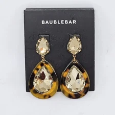 BaubleBar Crystal Faux Tortoise Teardrop Dangle Drop Earrings New Statement