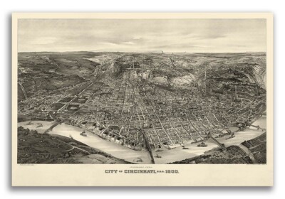1900 Cincinnati Ohio Vintage Old Panoramic City Map - 24x36