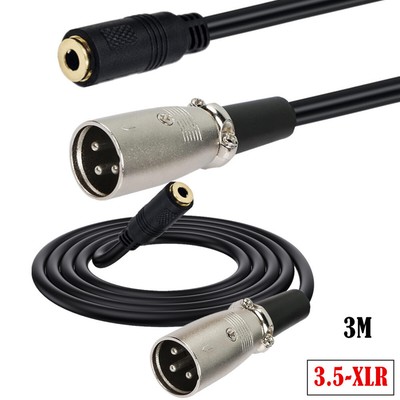 XLR Male Plug to Mini 3.5mm Female Stereo Audio Adapter Microphone Cable 10ft