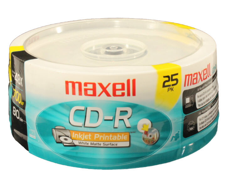 Maxwell CD-R (25) Pack - Inkjet Printable 48x 700MB Data 80 Minute
