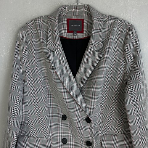 The Limited size 16 double breasted blazer gray red plaid career wear - Picture 2 of 13