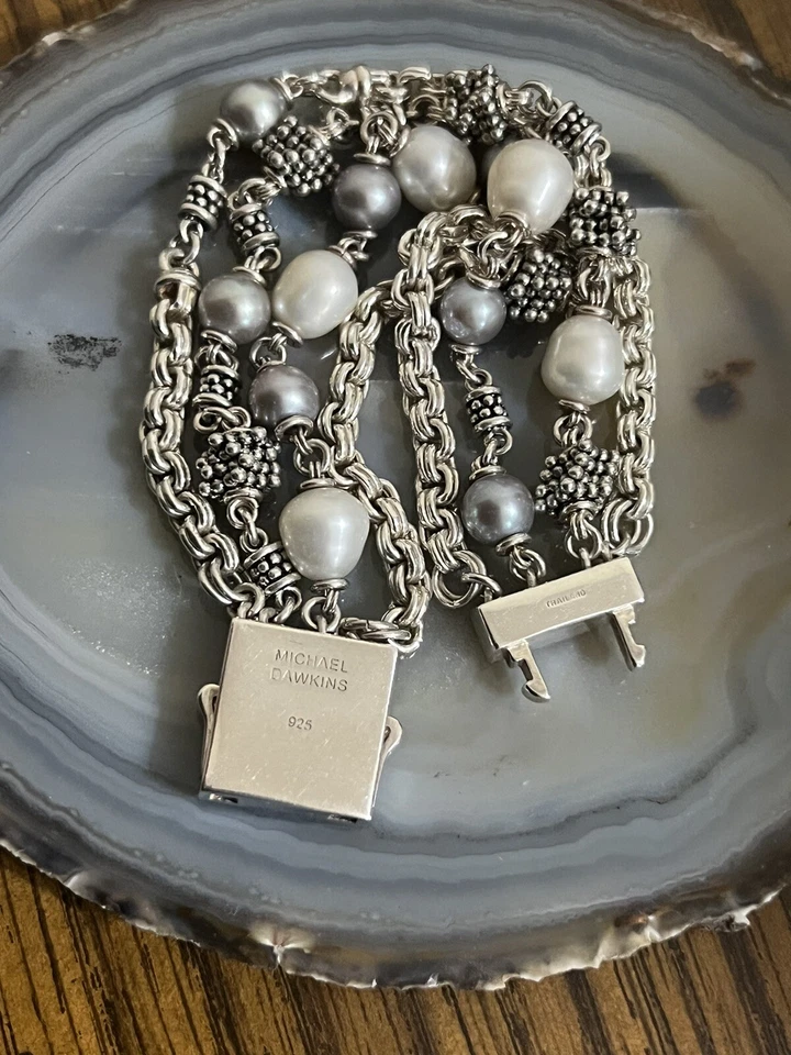 MICHAEL DAWKINS 925 Sterling Silver Pearl Bracelet - Image 4 of 4