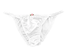 White Satin Panties Sissy Tanga Knickers Underwear Briefs Sizes 10 - 20